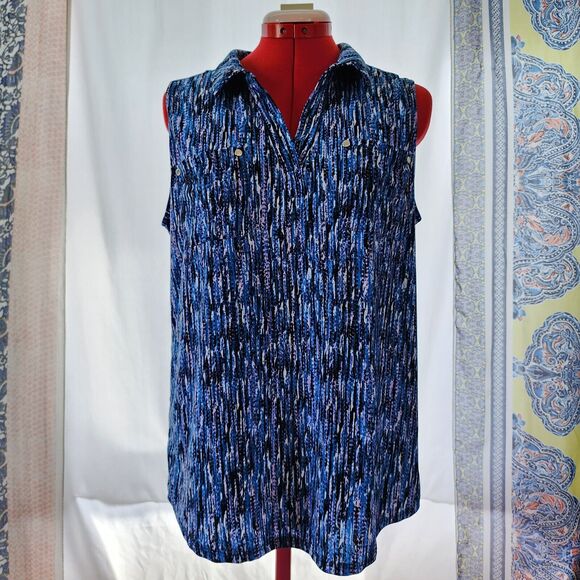 JONES NEW YORK Blue Sleeveless Stretch Woman's‎ Blouse Size S - Picture 1 of 5